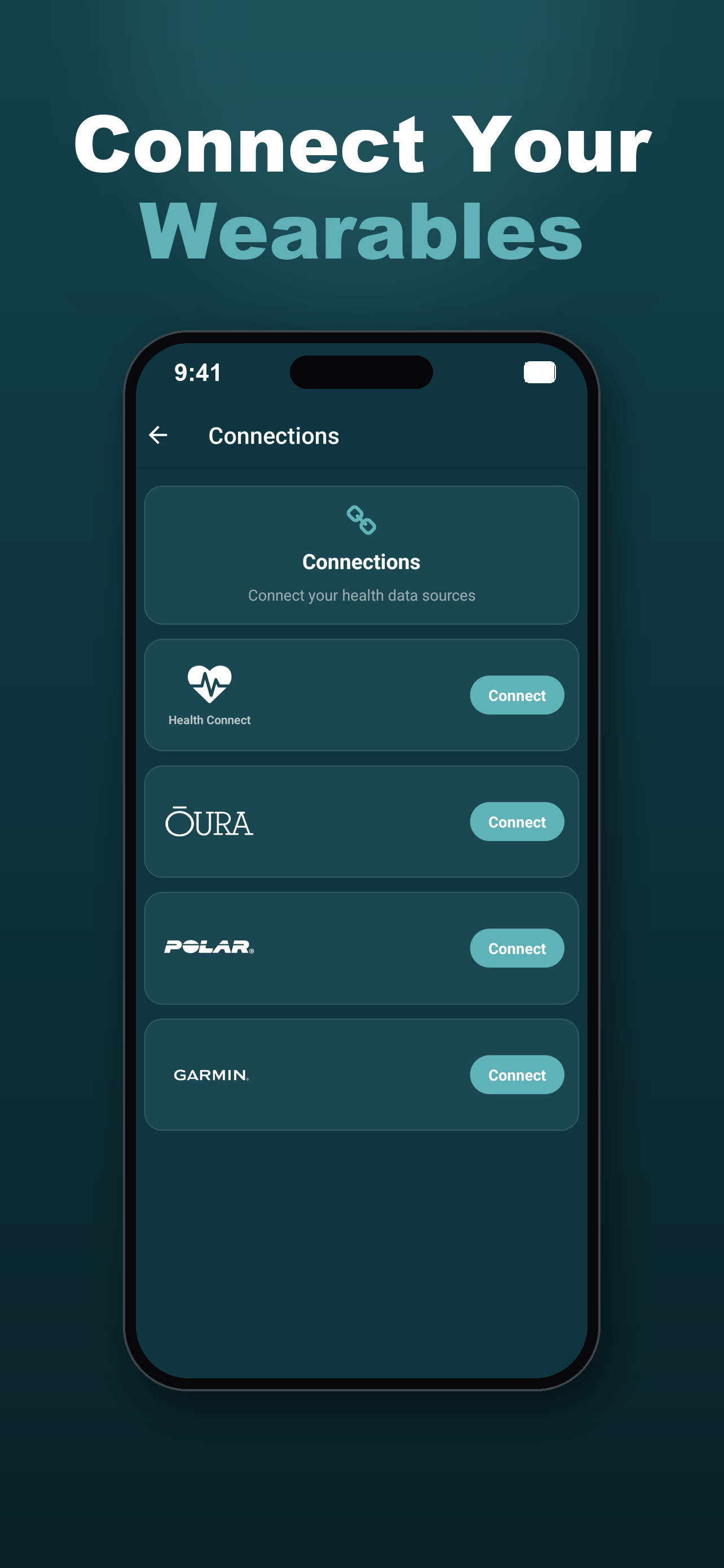 Connect your wearables: Health Connect, Oura, Polar, Garmin