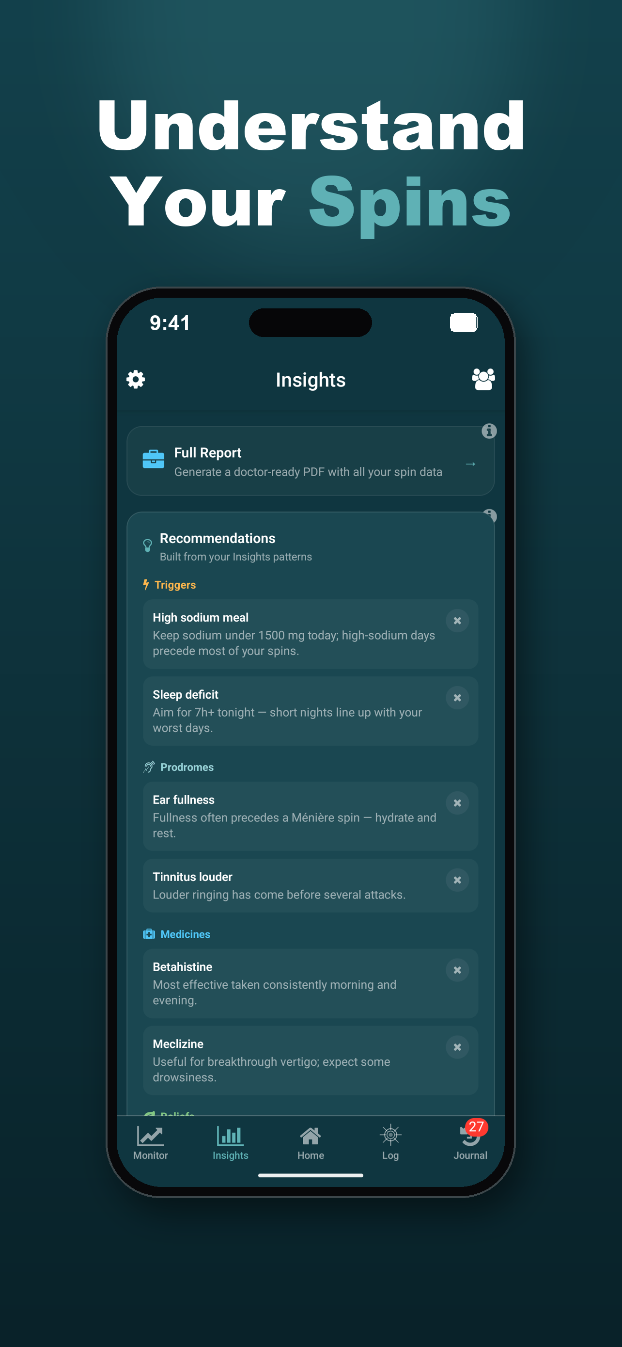 Insights: personalised recommendations from your spin patterns